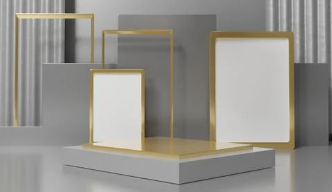 3d abstract minimal geometric forms. Glossy luxury podium for your design. Pa Stock Illustration