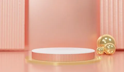 3d abstract minimal geometric forms. Glossy luxury podium for your design. Pa Stock Illustration