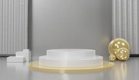 3d abstract minimal geometric forms. Glossy luxury podium for your design. Pa Stock Illustration