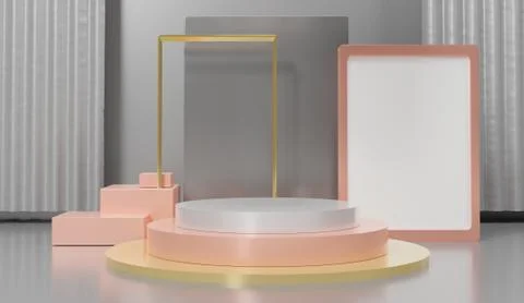3d abstract minimal geometric forms. Glossy luxury podium for your design. Pa Stock Illustration