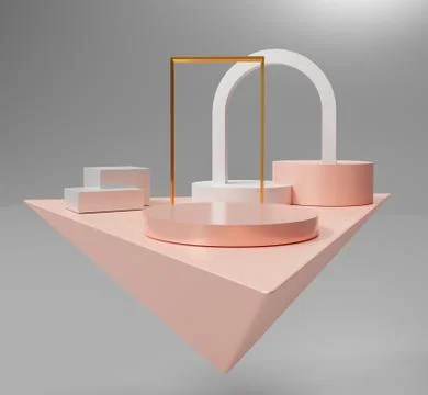 3d abstract minimal geometric forms. Glossy luxury podium for your design. Pa Stock Illustration
