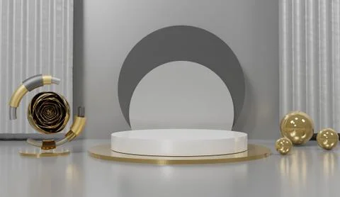 3d abstract minimal geometric forms. Glossy luxury podium for your design. Pa Stock Illustration