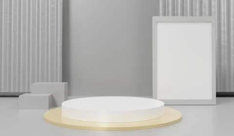 3d abstract minimal geometric forms. Glossy luxury podium for your design. Pa Ilustración de archivo