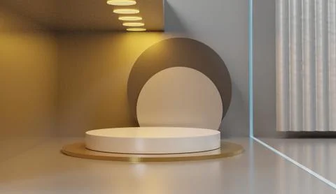 3d abstract minimal geometric forms. Glossy luxury podium for your design. Pa Stock Illustration