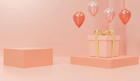 3d abstract minimal geometric forms. Glossy luxury podium for your design. Pa Stock Illustration