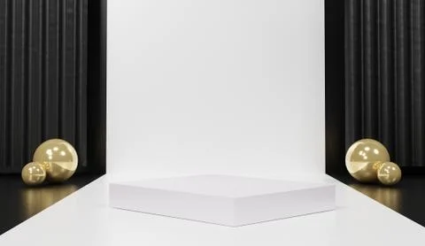 3d abstract minimal geometric forms. Glossy luxury podium for your design. Pa Stock Illustration