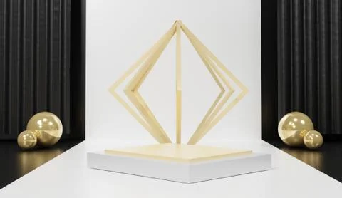 3d abstract minimal geometric forms. Glossy luxury podium for your design. Pa Stock Illustration
