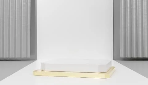 3d abstract minimal geometric forms. Glossy luxury podium for your design. Pa Stock Illustration