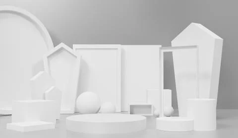 3d abstract minimal geometric forms. Glossy luxury podium for your design. Pa Stock Illustration