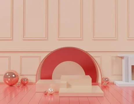 3d abstract minimal geometric forms. Glossy luxury podium for your design. Pa Stock Illustration