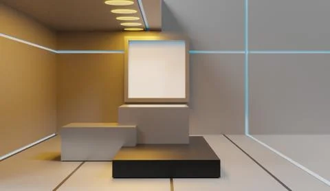 3d abstract minimal geometric forms. Glossy luxury podium for your design. Stock Illustration