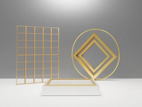 3d abstract minimal geometric forms. Glossy luxury podium for your design. Stock Illustration