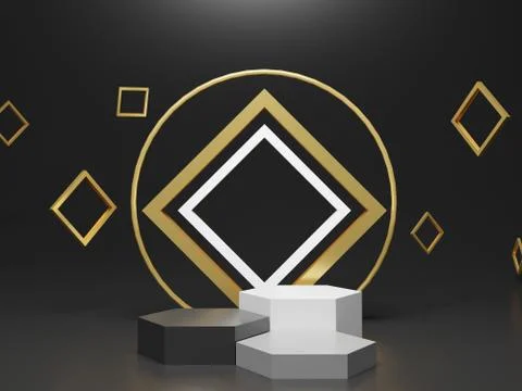 3d abstract minimal geometric forms. Glossy luxury podium for your design. Stock Illustration