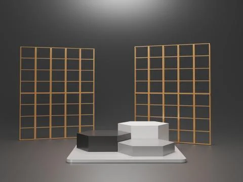3d abstract minimal geometric forms. Glossy luxury podium for your design. Stock Illustration