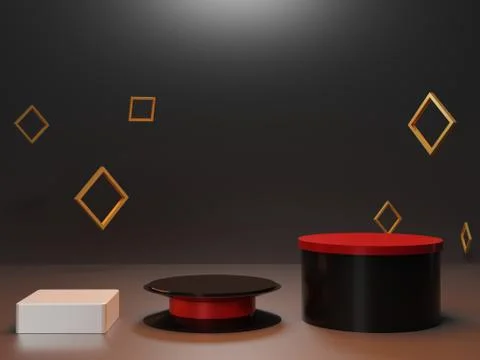 3d abstract minimal geometric forms. Glossy luxury podium for your design. Stock Illustration