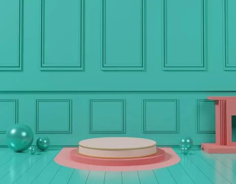 3d abstract minimal geometric forms. Glossy luxury podium for your design. Stock Illustration