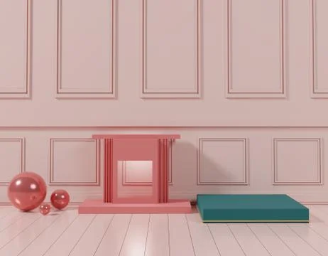 3d abstract minimal geometric forms. Glossy luxury podium for your design. Stock Illustration