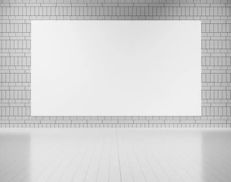 3d abstract minimal geometric forms. White brick wall with blank space Stock Illustration