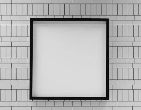 3d abstract minimal geometric forms. White brick wall with blank space Stock Illustration