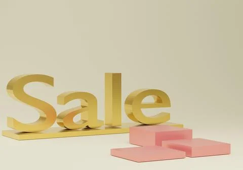 3d abstract minimalist geometric forms. Glossy luxury podium with sale text. Stock Illustration