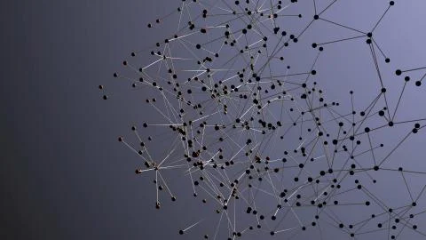 3D abstract of molecular structure or particles, slow motion 3D animation Illustrazione stock