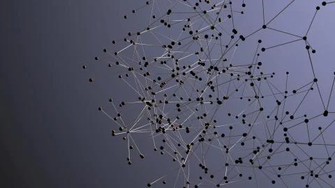 3D abstract of molecular structure or particles, slow motion Stockillustratie