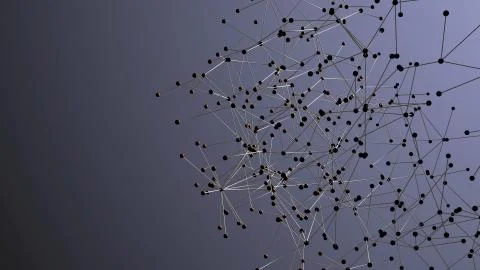 3D abstract of molecular structure or particles, slow motion Stockillustratie