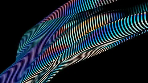 3D Abstract Multicolor Metallic Reflection wave. Ribbon Bright Textile, 3d re Stock Illustration