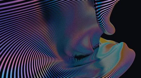 3D Abstract Multicolor Metallic Reflection wave. Ribbon Bright Textile, 3d re Stock Illustration