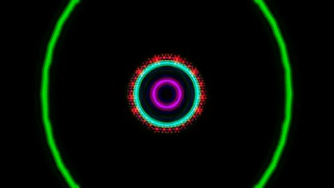 3d abstract multicolored pulsating circles Stock Footage 206825578