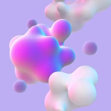 3D abstract nanoparticles on purple background. Stock Illustration