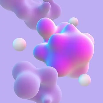 3D abstract nanoparticles on purple background. Stock Illustration