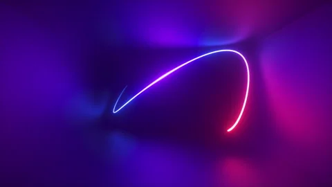 3d abstract neon background, smooth pink blue glowing line moving inside tunnel Video stock 132718590
