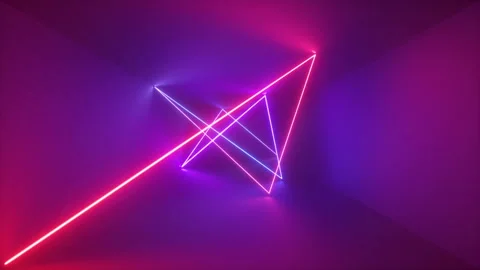 3d abstract neon background, tangled zigzag glowing line moving inside tunnel Video stock 132718589