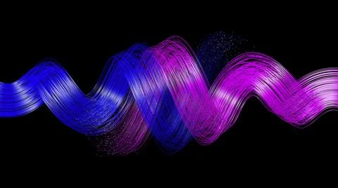 3d abstract neon data background. Colored glowing energy lines, spheres and Stock Illustration