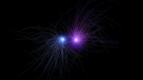 3d abstract neon data background. Colored glowing energy lines, spheres and Stock Illustration