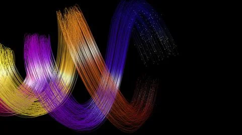 3d abstract neon data background. Colored glowing energy lines, spheres and Stock Illustration