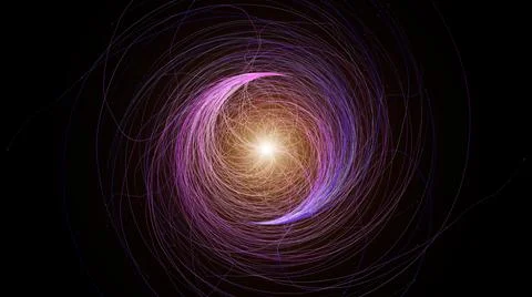 3d abstract neon data background. Colored glowing energy lines, spheres and Stock Illustration