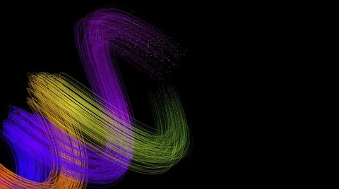 3d abstract neon data background. Colored glowing energy lines, spheres and Stock Illustration