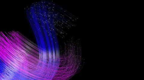 3d abstract neon data background. Colored glowing energy lines, spheres and Stock Illustration