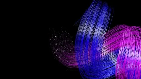 3d abstract neon data background. Colored glowing energy lines, spheres and 스톡 일러스트