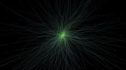 3d abstract neon data background. Colored glowing energy lines, spheres and Stock Illustration