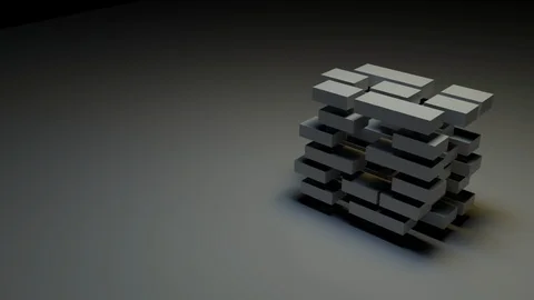 3D Abstract Object Group Transforming from Chaos to Order- Audio Waveform Video stock 105179513