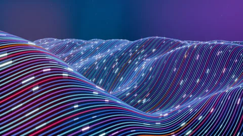 3D Abstract Optical Fiber Wave Technology Background Stock Footage 340352959
