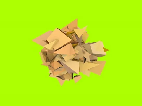 3d abstract orange spiked shape on green Stock Footage 35337786