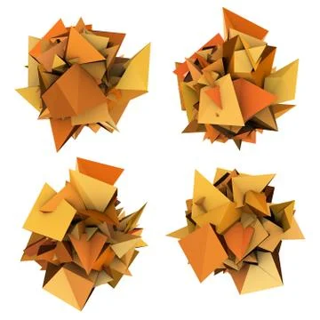 3d abstract orange spiked shape on white Stock Illustration