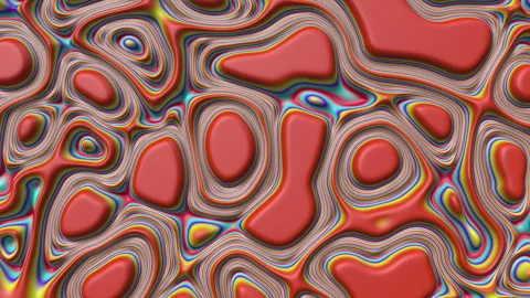 3D Abstract Organic Liquid Pattern Animation with Flowing Wavy Contours Stock Footage 341366656
