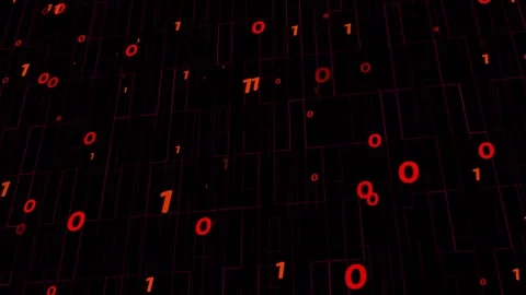3D abstract particle binary pattern digital technology red on black background Stock Footage 241569913