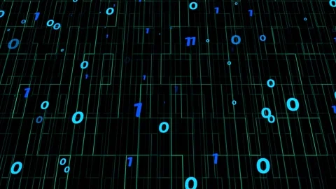 3D abstract particle binary pattern digital technology blue Stock Footage 241638249