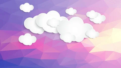 3d abstract pattern mosaic with geometric triangles and paper clouds cut by hand Stock Footage 128351450